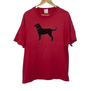 Men's XL The Black Dog Red USA Crewneck Cotton Graphic T-Shirt